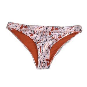 H&M Bikini Bottom Size Small Orange Paisley Print Boho Cheeky Swimwear